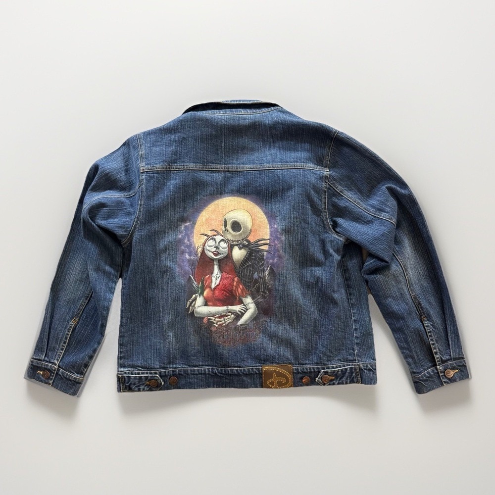 NWT Disney The Nightmare Before Christmas Jean Jacket Blue Womens M Jack & Sally